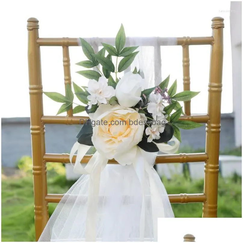 Decorative Flowers Western-Style Forest Chair Back Flower Creative Outdoor Wedding Decoration Pography Props Simation Dh2Hc