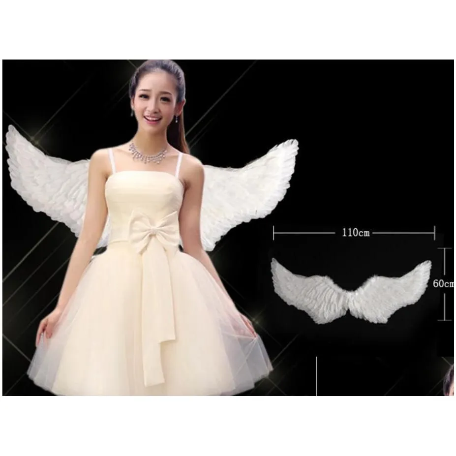 Costume Accessories Women Angel Feather Wing With Elastic Straps Llow Shape Halloween Party Divine Fairy Goddess Queen Costume Accesso Otp6N