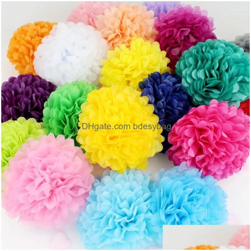 Decorative Flowers 10 25Cm Wedding Pcs/Lot Tissue Paper Ball Pom Mixed Color Flower For Decoration Dh0Yz