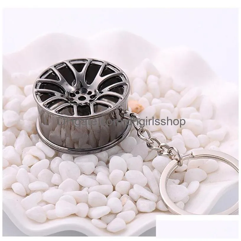 Keychains & Lanyards Metal Wheel Hub Key Rings Sports Car Keychain Pendant Sier Gold Fashion Jewelry Bag Hangs Drop Ship Fashion Acces Dhsuf