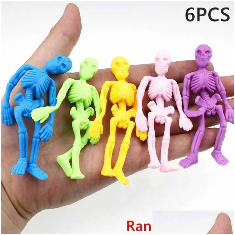 Party Games & Crafts Party Games Crafts 6/12Pcs Elastic Soft Skl Skeleton Doll Zombie Toys Kids Favor Halloween Decor Present Giveaway Dhanj