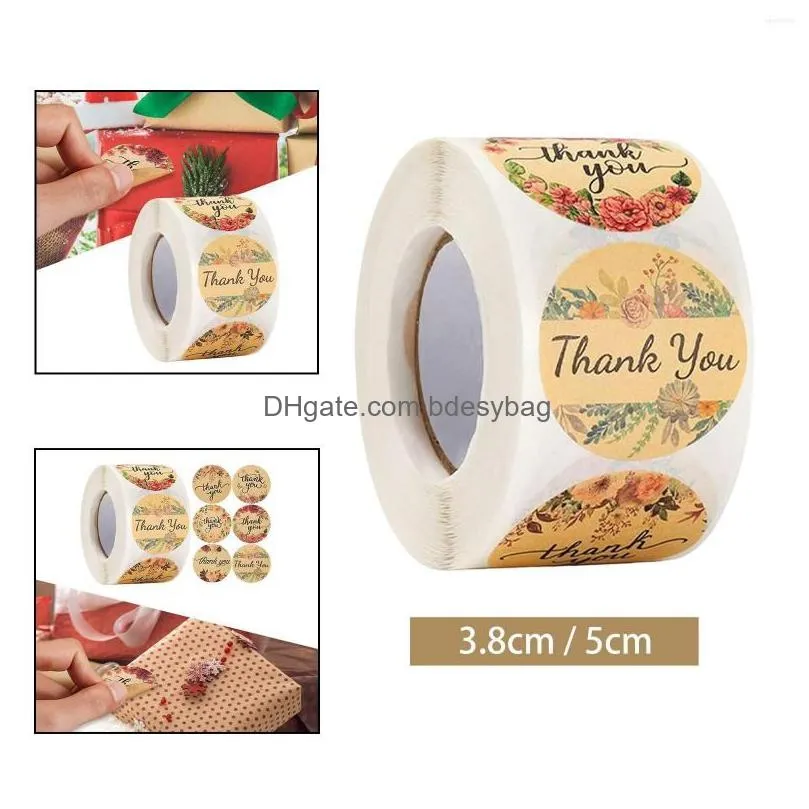 Gift Wrap Kraft Paper Thank You Stickers Labels Dessert Packaging Greeting Cards Decorating Business Sticker For Boutiques Dh1Uj