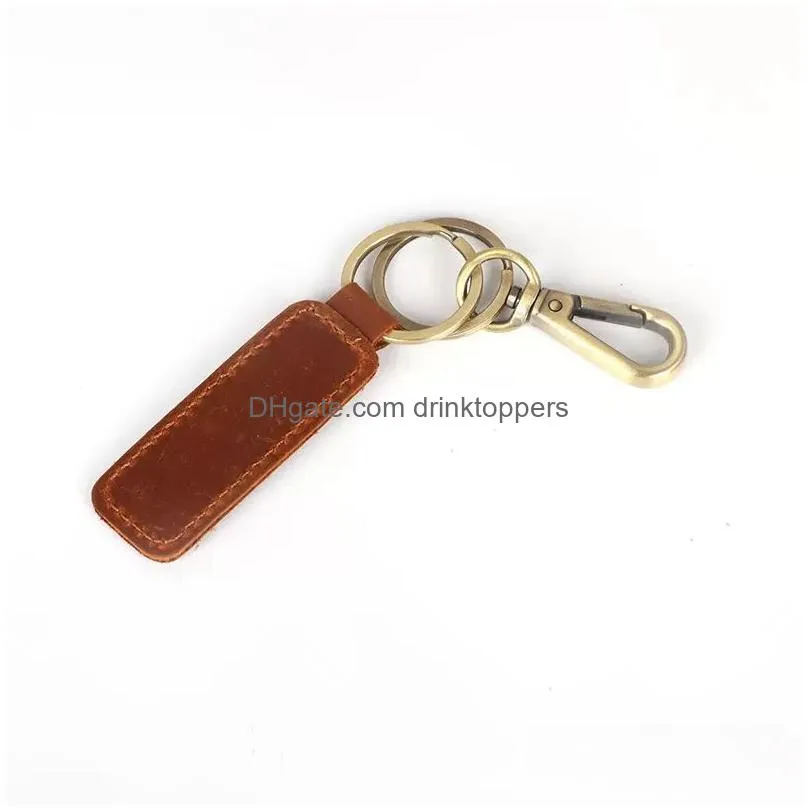 cowhide keychain pendant party favor retro mens metal keyring car bag decoration key chain diy creative gift