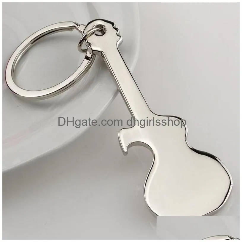 Key Rings Musical Instruments Guita Bottle Opener Key Ring Simple Metal Summer Beer Openers Keychain Bar Hand Tool Fashion Will And Je Dhabj