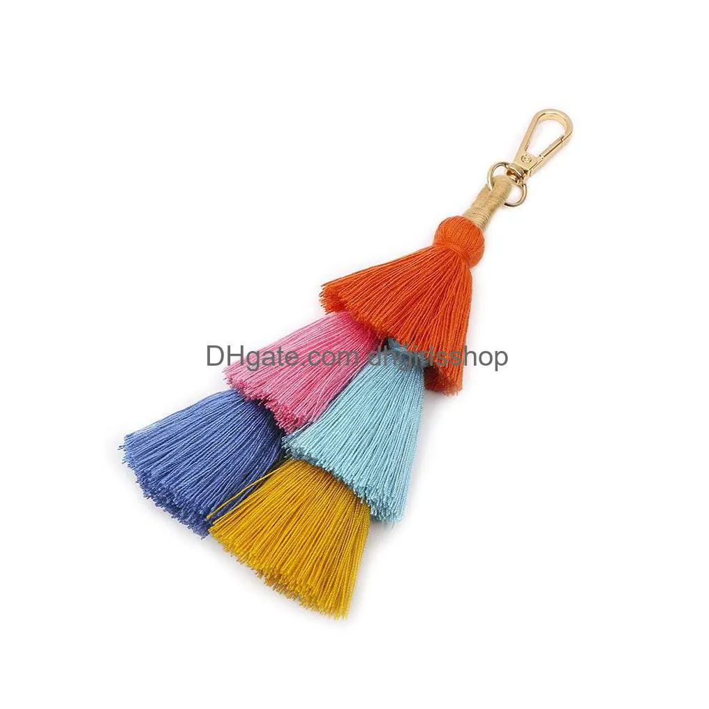 Key Rings Colorf Bohemia Mtilayer Tassel Key Ring Handbag Purse Hang Wall Hanging Keychain Fashion Jewelry Will And Jewelry Dhgey