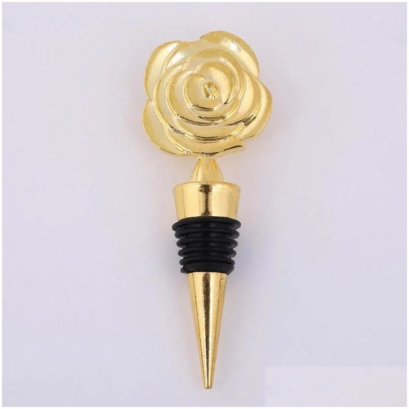 Bar Tools Metal Wine Stopper Bar Tool Creative Rose Flower Shape Champagne Cork Wedding Guest Gift Home Garden Kitchen, Dining Bar Bar Dhont