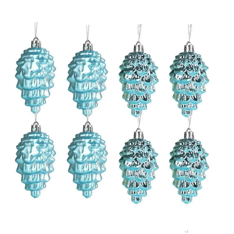 Christmas Decorations Christmas Pinecone Ornament 8Pcs 9Cm Hanging Plastic Pine Cone Painted Tree Decoration Home Garden Festive Party Dhb6D