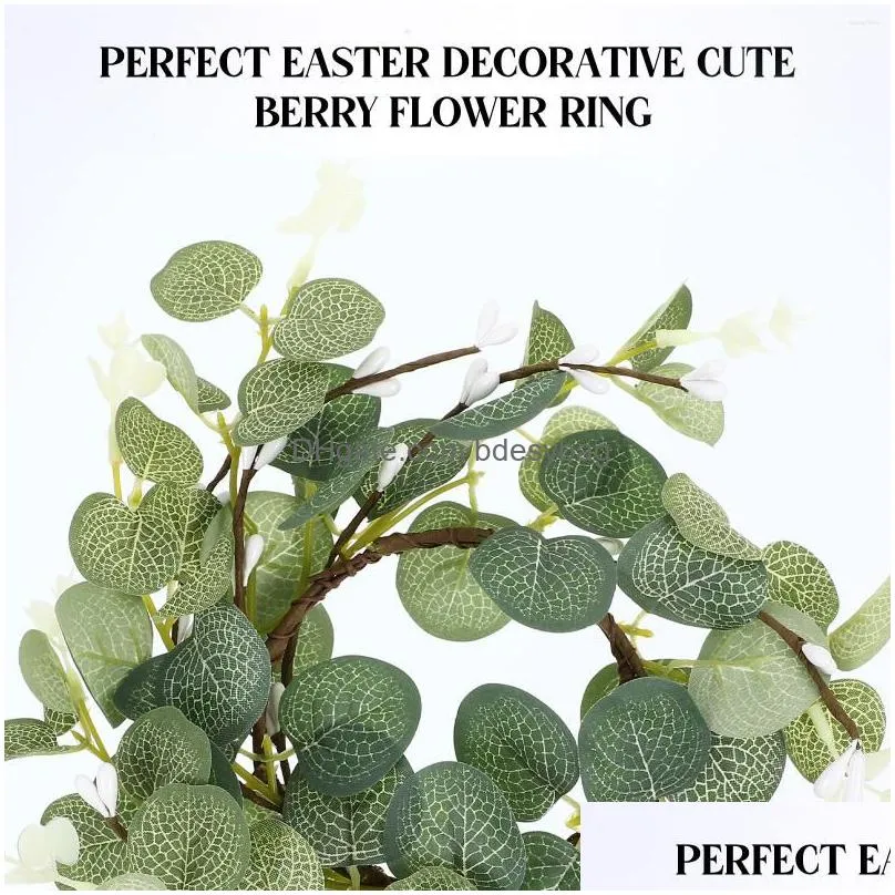 Decorative Flowers Glass Tea Nordic Ring Wreath Decor Household Easter Supply Accessory Festival Dhmal