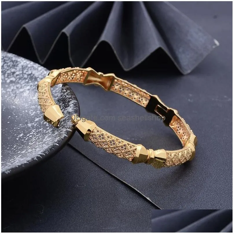 Bangle Bangle Small 4Pcs/Lot Dubai Gold Bangles For Women Girls Ethiopian Bracelet Jewelrybangle Jewelry Bracelets Dh1Ed