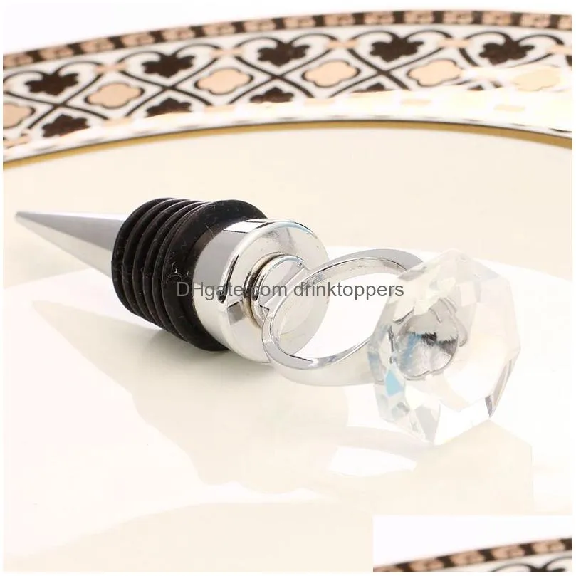 crystal diamond ring wine stoppers home kitchen bar tool champagne bottle stopper wedding guest gift gifts box packaging