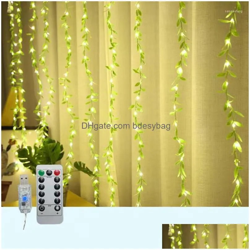Decorative Flowers Artificial Plant Vine Green Ivy Leaf Garland Vines String Lights Realistic Wall Hanging Diy Fake Wreath Leaves For Dhyfc