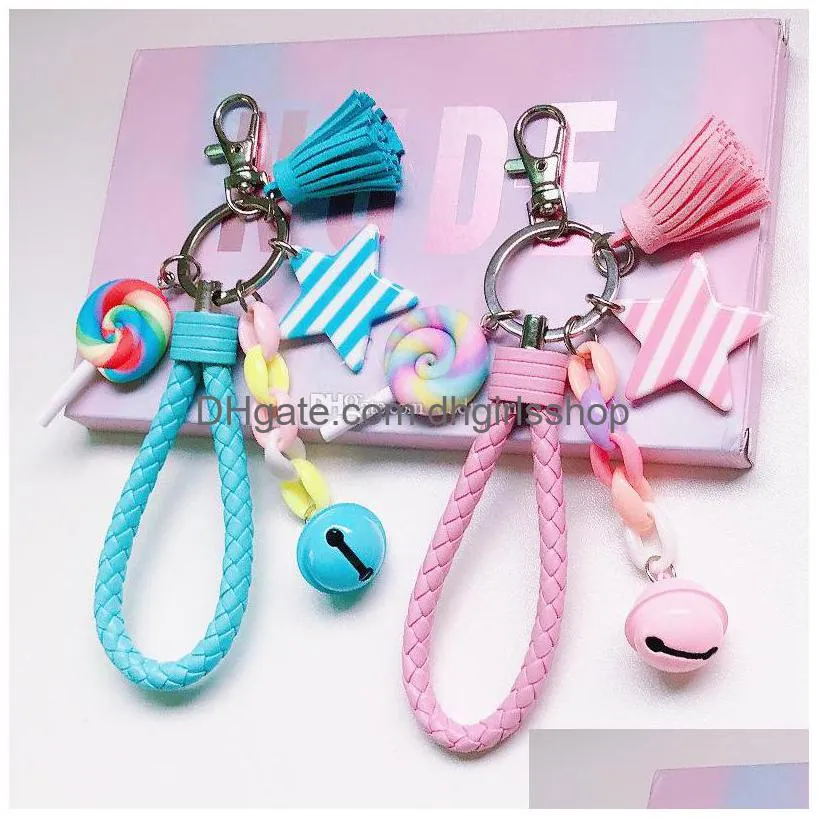 Key Rings Candy Color Star Rainbow Keychain Tassel Charm Keyring Key Holders Bag Hangs Fashion Jewelry Gift Will And Sandy New Jewelry Dhvno