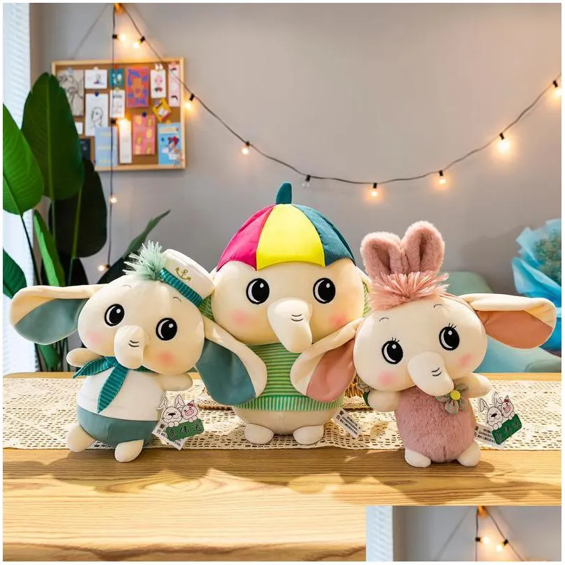 Plush Dolls 25Cm Creative Cartoon Cute Elephant Plush Doll Toy Elephantplush Pillow Boy Girl Birthday Gift Factory Wholesale Toys Gift Dhmpu