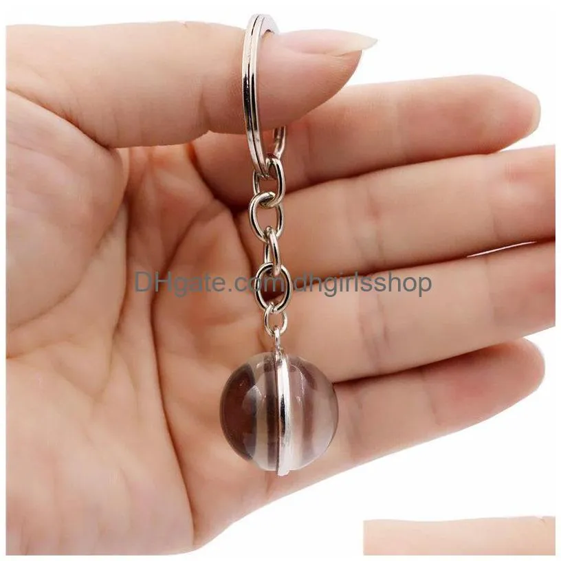 Key Rings Nine Planets Planet Time Gem Keychain Glass Cabochon Ball Pendant Key Ring Handbag Hangs Fashion Jewelry Gift Jewelry Dhykn