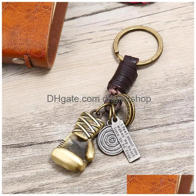 Key Rings Bronze Boxing Key Ring Retro I Feel About You Inspired Keychain Fashion Jewerly Will And Jewelry Dhmj2