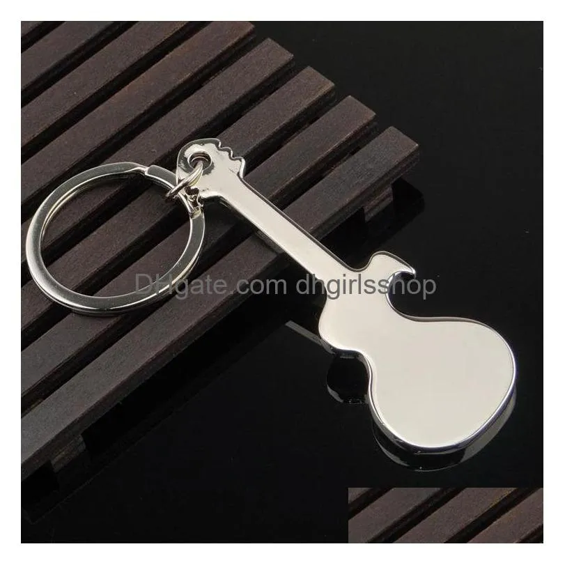 Key Rings Musical Instruments Guita Bottle Opener Key Ring Simple Metal Summer Beer Openers Keychain Bar Hand Tool Fashion Will And Je Dhabj