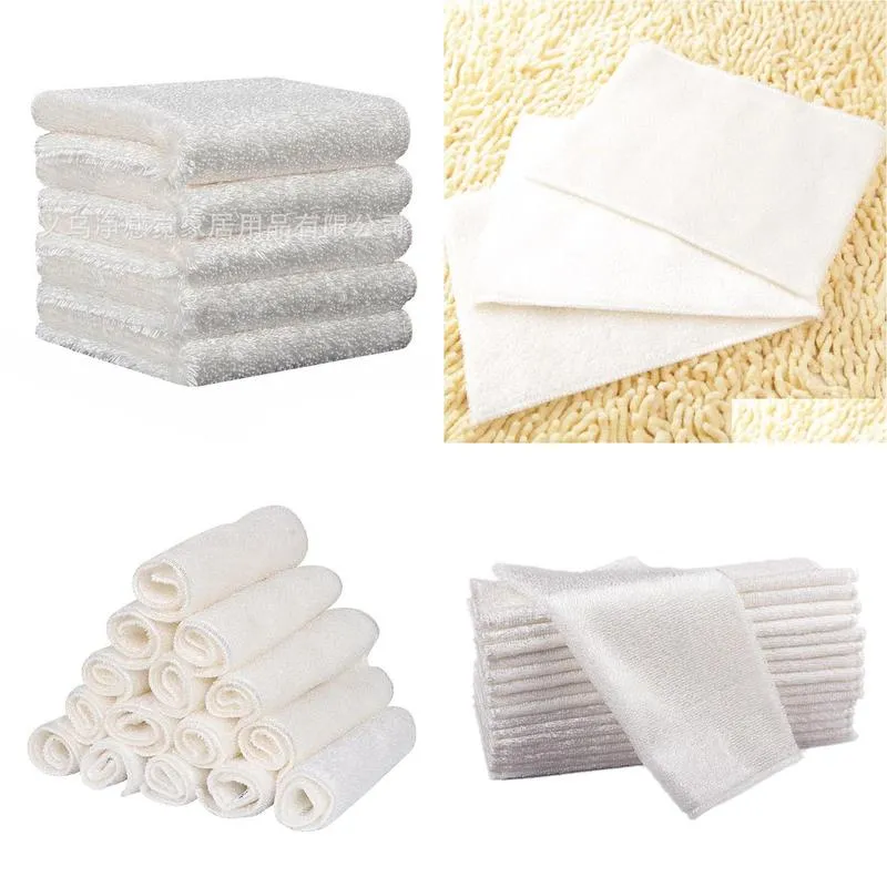 Cleaning Cloths Bamboo Fiber Dishcloth Cleaning Cloth 23 X 18Cm 100 Wi Home Garden Housekeeping Organization Household Cleaning Tools Otxdk