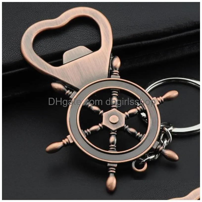 Key Rings Retro Sailing Rudder Bottle Opener Key Rings Metal Bronze Color Summer Beer Openers Keychain Kitchen Bar Hand Tools Will And Dhijj