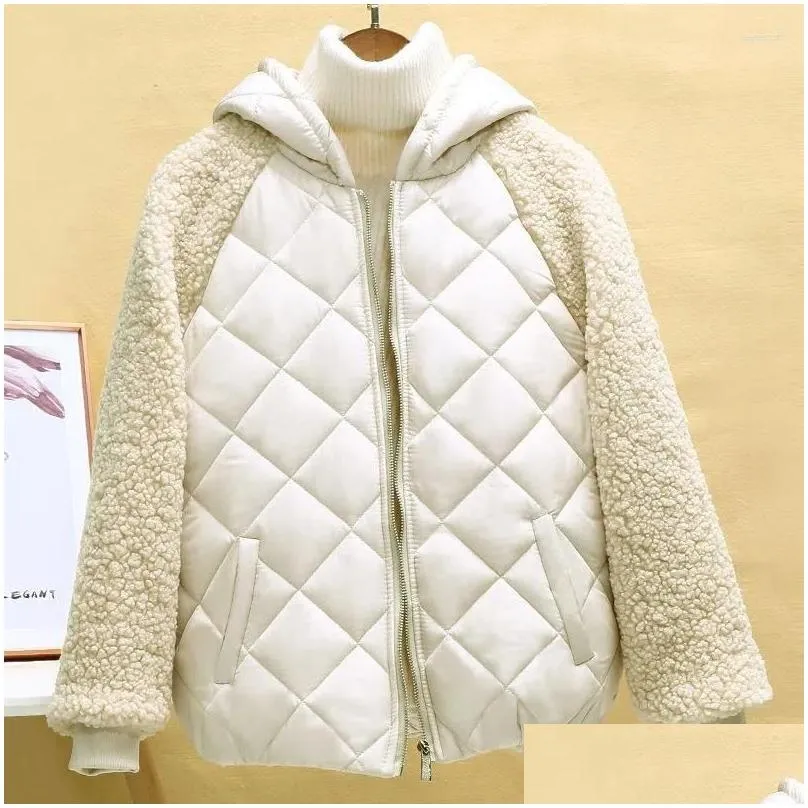 Women`S Trench Coats Womens Trench Coats Thin Light Down Cotton Jacket Female Short Coat Autumn Winter 2023 Hooded Loose Lmitation Lam Otpz9