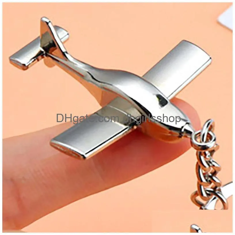 Key Rings Simple 3D Aircraft Keychain Airplane Pendant Aviation Model Ornaments Keyring Bag Hanging Fashion Jewelry Jewelry Dhbyg