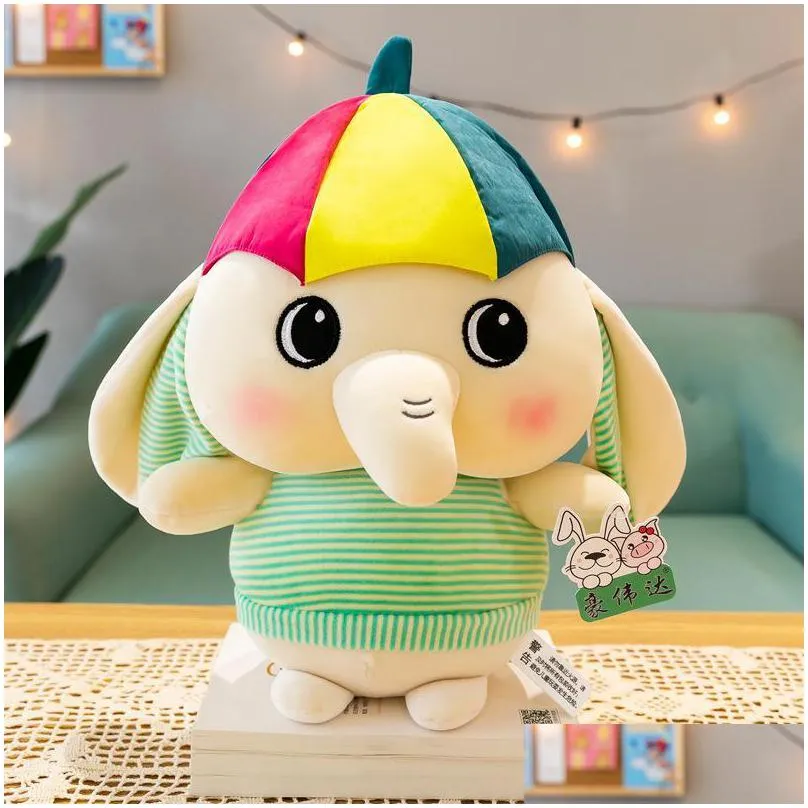 Plush Dolls 25Cm Creative Cartoon Cute Elephant Plush Doll Toy Elephantplush Pillow Boy Girl Birthday Gift Factory Wholesale Toys Gift Dhmpu