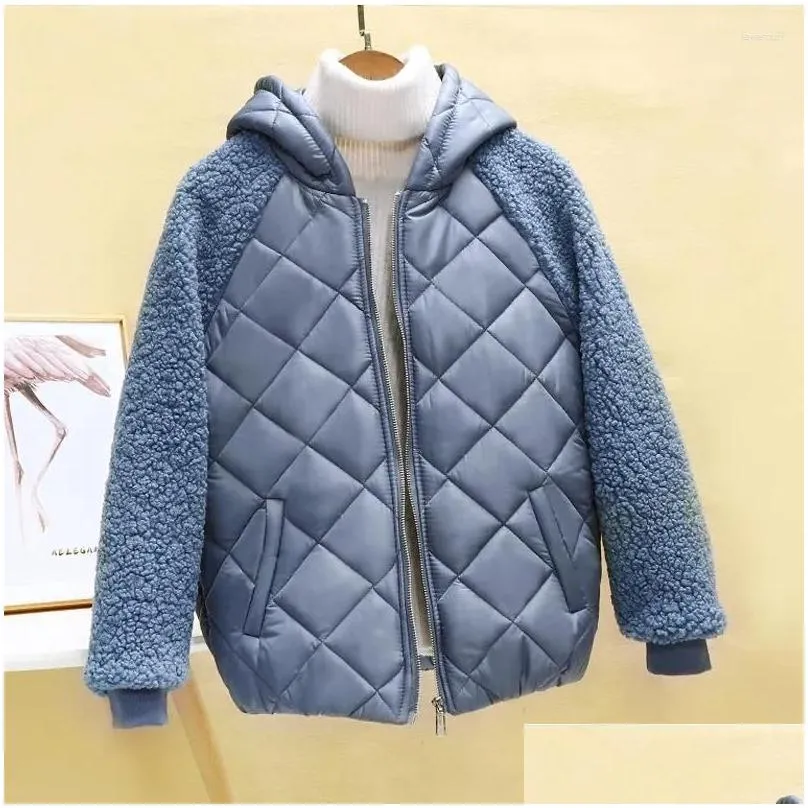 Women`S Trench Coats Womens Trench Coats Thin Light Down Cotton Jacket Female Short Coat Autumn Winter 2023 Hooded Loose Lmitation Lam Otpz9