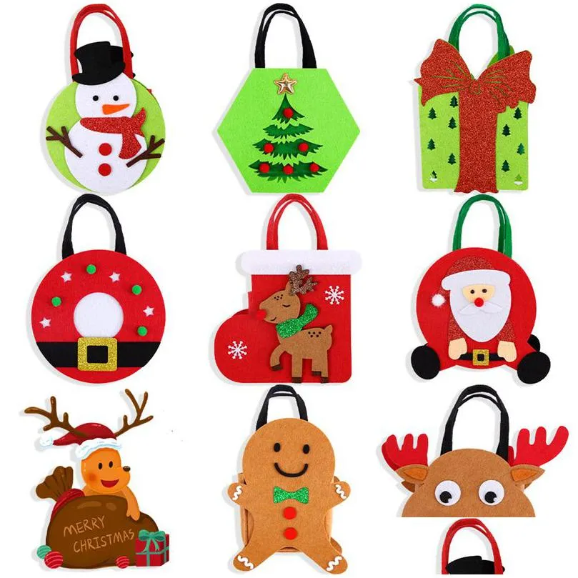 Other Festive & Party Supplies Felt Christmas Goody Bag Reusable Tote Candy Bags With Handles Xmas Gift For Kids Girls Women Holiday P Dhwsl