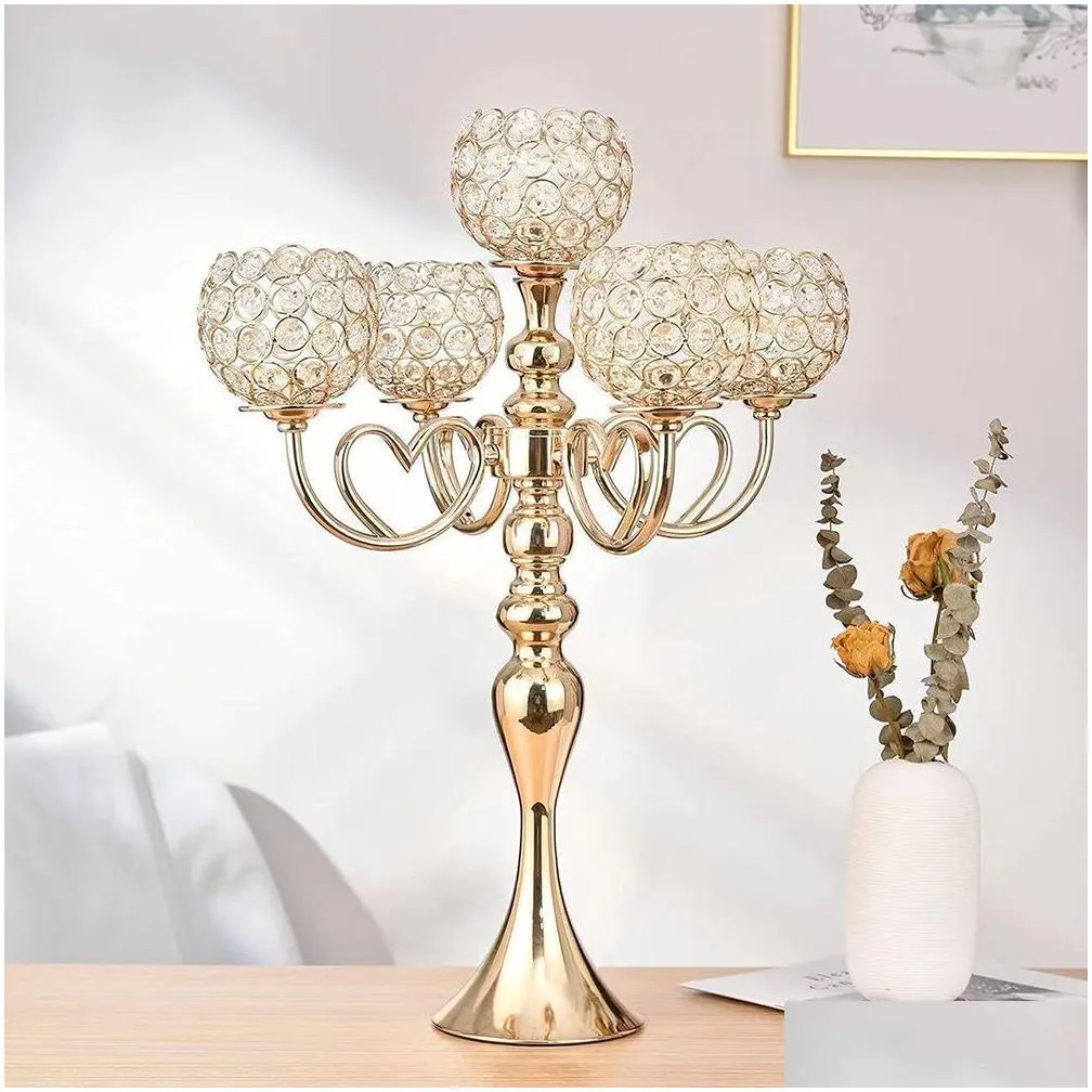 Candle Holders Wedding Rose Gold Candle Holders Elegant 54Cm Height Tall 5 Arms For Party Decoration Home Garden Home Decor Dheqh