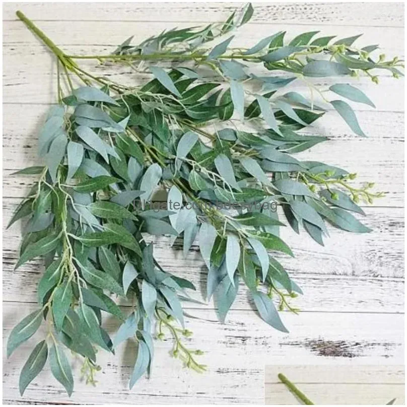 Decorative Flowers Artificial Leaves Bouquet Fake Willow Jungle Wedding Backdrop Decor Christmas Faux Foliage Vine Party Home Dhhxl