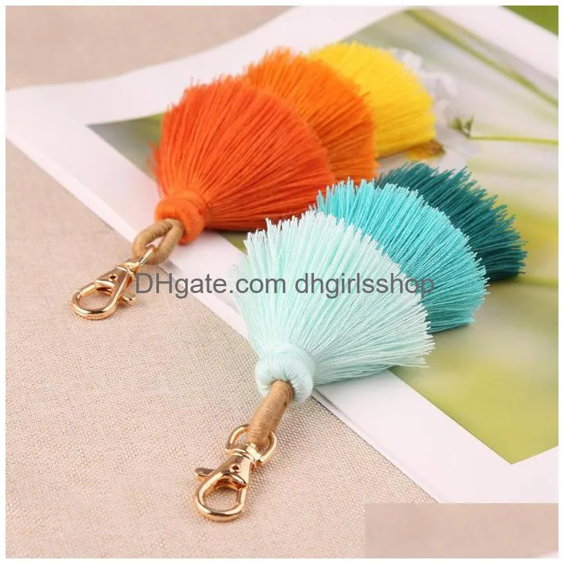 Key Rings Boho Colorf Mti Layer Tassel Bag Key Ring Handmade Charm Keychain Bags Hangs Fashion Jewelry Will And Jewelry Dh3Df