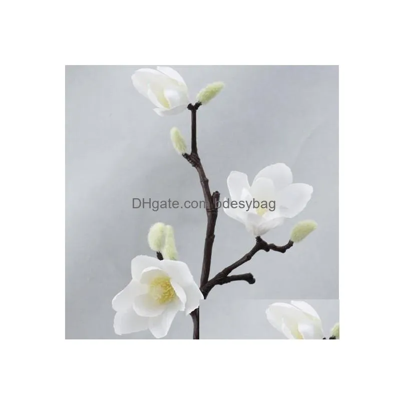 Decorative Flowers Wreaths 1Pc Magnolia Artificial Branch Silk Fake Orc Flower For Wedding Party Decoration Home And Garden Dh7Az