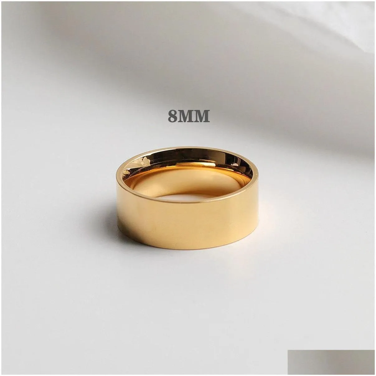 Band Rings Titanium Steel Smooth Plain Ring Simple Gold 2Mm 4Mm6Mm 8Mm Couple Jewelry Gift For Girlfriend Jewelry Ring Dhrye