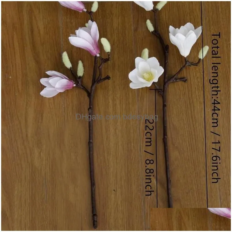 Decorative Flowers Wreaths 1Pc Magnolia Artificial Branch Silk Fake Orc Flower For Wedding Party Decoration Home And Garden Dh7Az