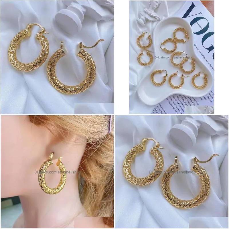 Hoop & Huggie Hoop Earrings 5Pairs Unusual Geometric For Women Hollow Round Shape Gold Color Earring Fashion Jewelry Jewelry Earrings Dhbl4