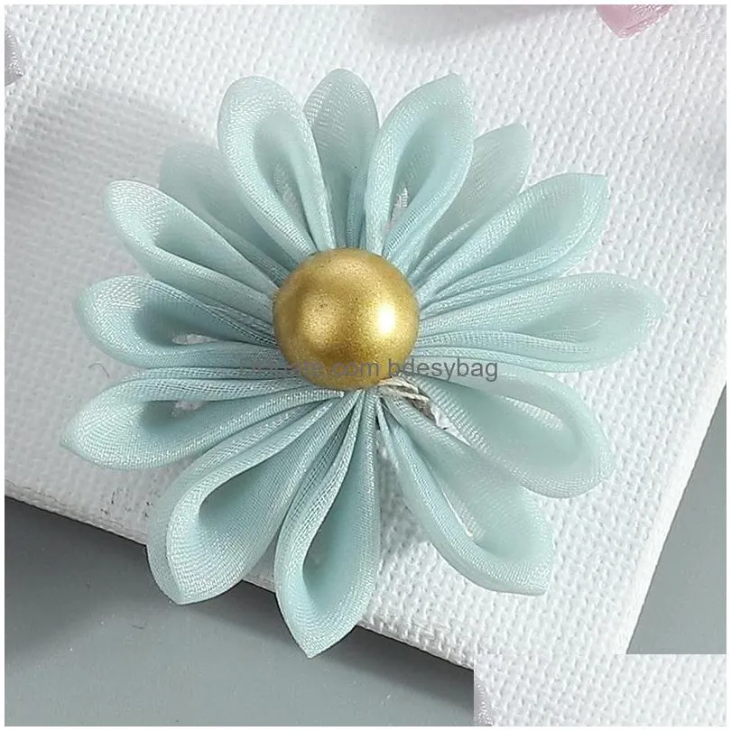 Decorative Flowers 10Pcs Korean Version Of Diy Handmade Hair Accessories Headdress Flower Brooch Shoe Ornament Dhtbv