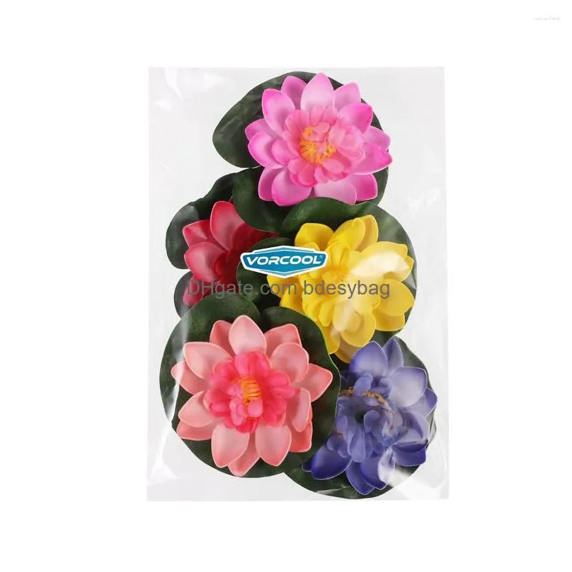 Decorative Flowers Decorations Faux Artificial Water Lily Simation Flower Pool Party Dhljr