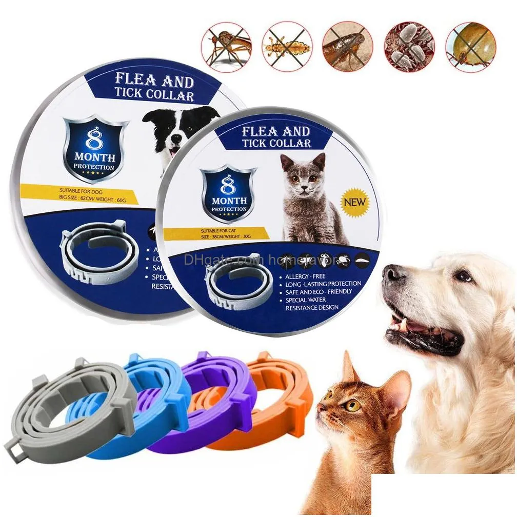 flea and tick collar for dog cat pet safe natural ingredient protection anti-mosquito insect repellent 8 month prevention collars adjustable one size fits