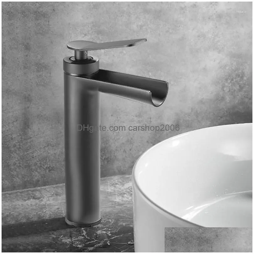 bathroom sink faucets basin waterfall mixer faucet gun gray brass and cold single handle hole wash tap torneira