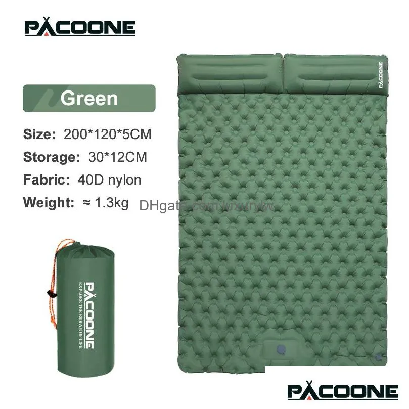 Outdoor Pads Outdoor Pads Pacoone Cam Double Inflatable Mattress Wide Slee Pad Tralight Folding Bed Mat Car Travel Sports Outdoors Cam Dhipt