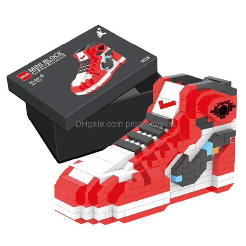 Blocks Diy Mini Building Block Boys Sport Basketball Shoes Sneakers Model Biding Bricks Toys Assembly For Blocks Toy Kids Toys Gifts B Dhncm