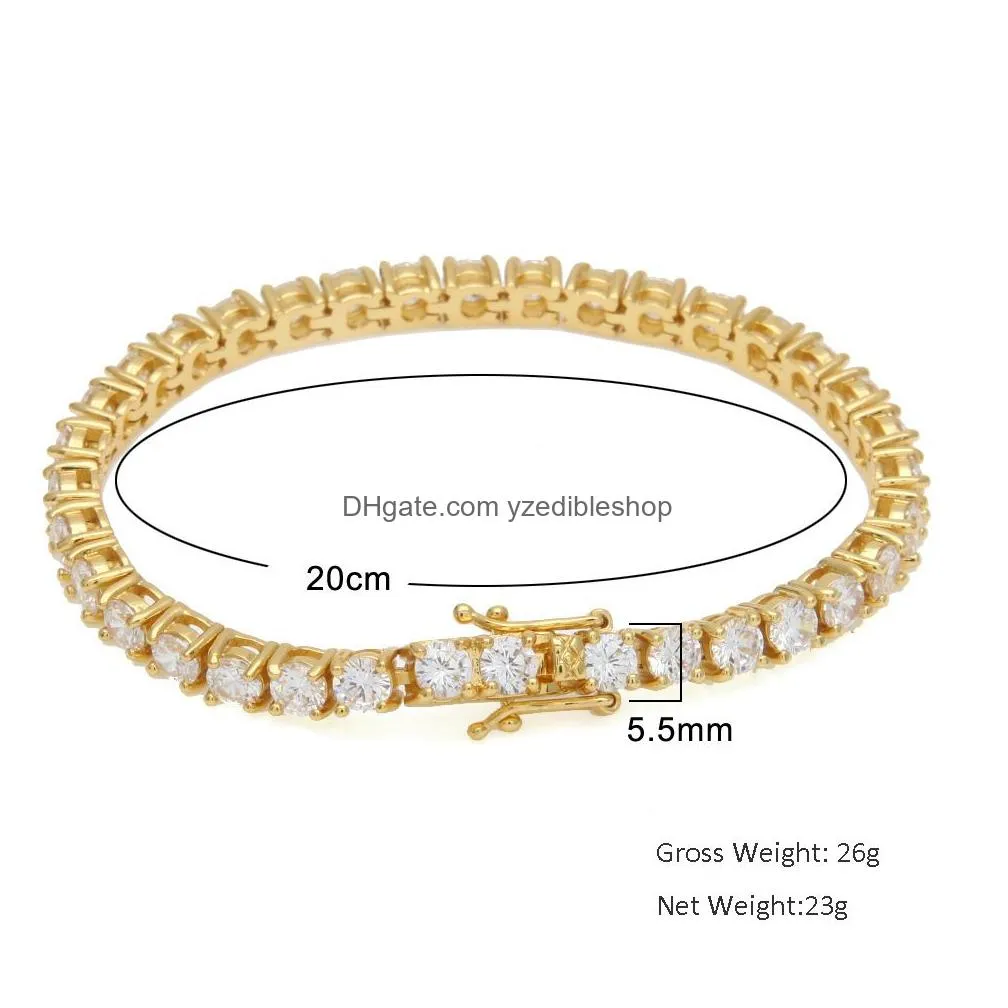 3mm 4mm hip-hop tennis 7-9inch bling bling zircon bracelets for men women