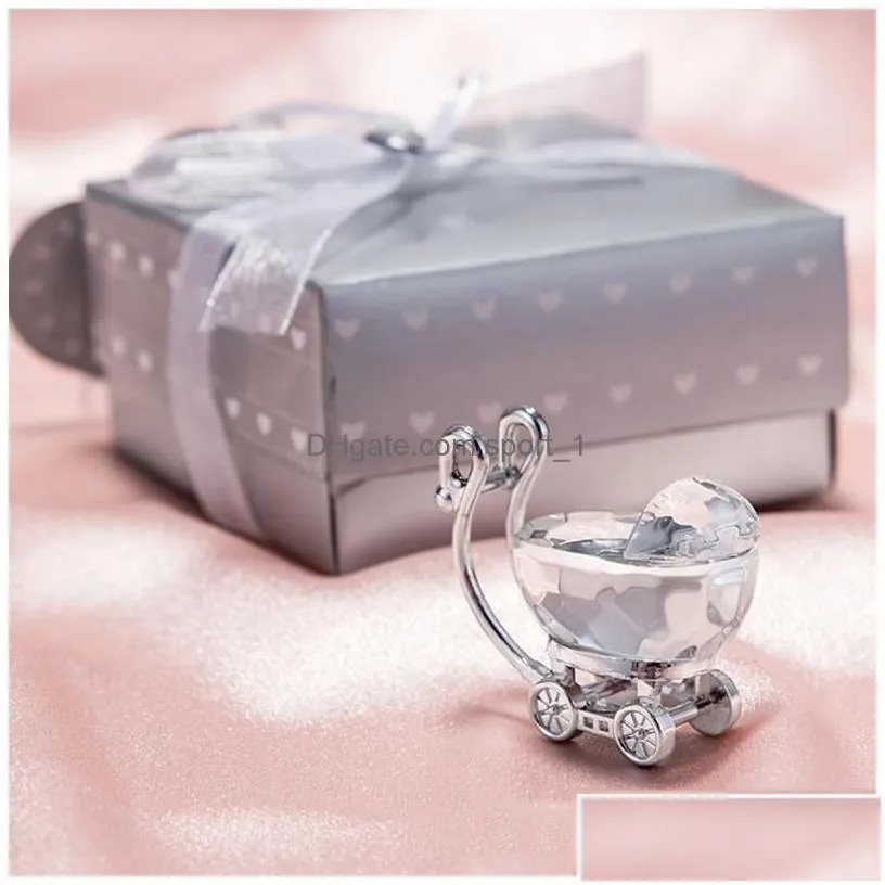 party favor crystal baby stroller ornaments strollers bathing souvenir babys fl moon birthday gift dhs drop delivery home garden fes