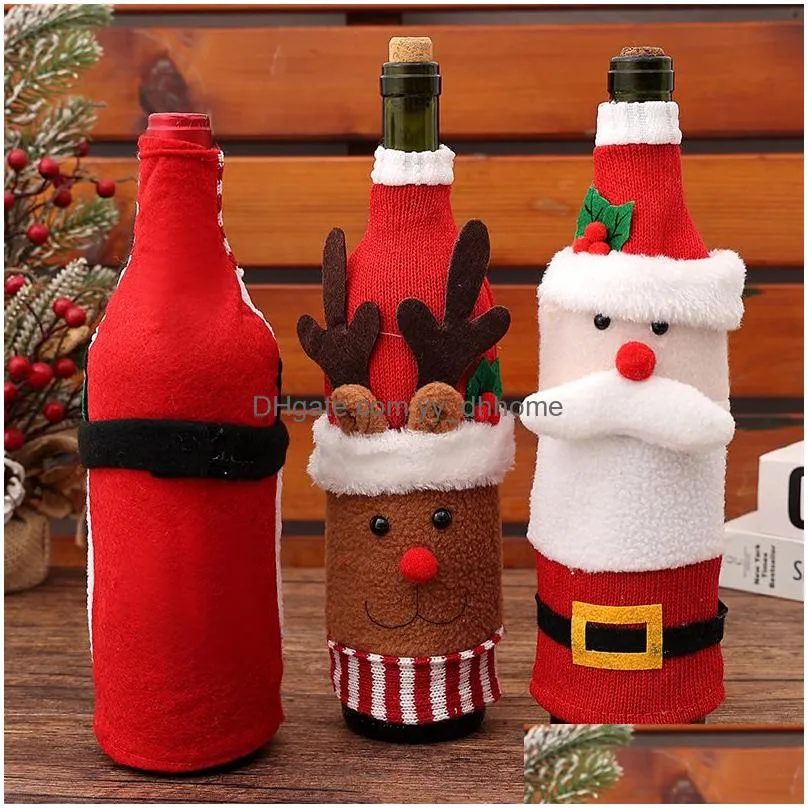 christmas wine bottle cover set santa snowman woven wine bottle bags for christmas party dinner table decorations year gifts