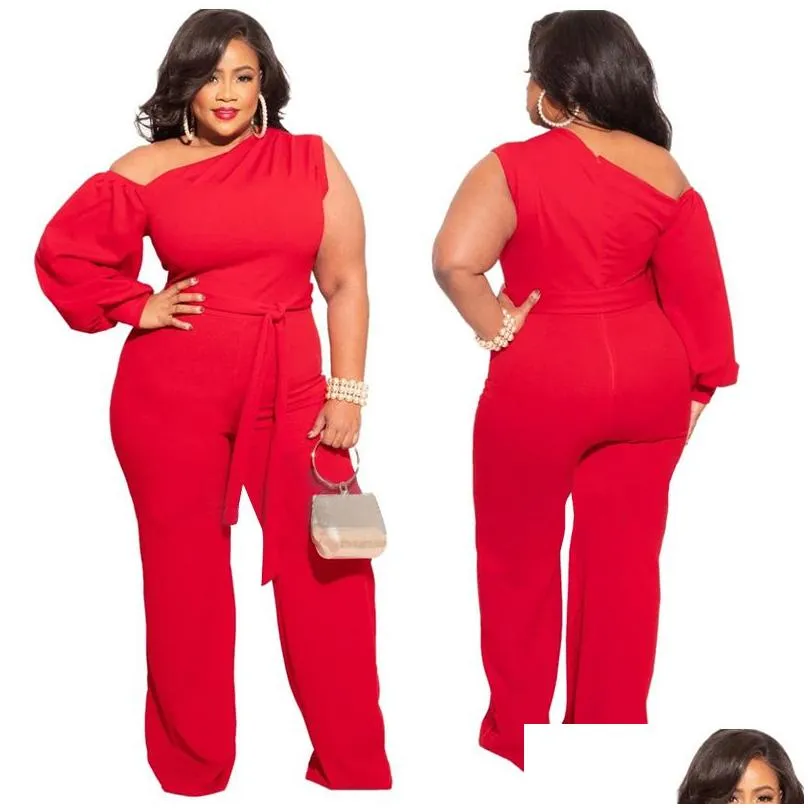 Women`S Plus Size Jumpsuits & Rompers Women Plus Size Jumpsuits Sweatpants Womens Wide Legs Pants Fashion Solid Color Large Sizes Y Ca Dh6Tl