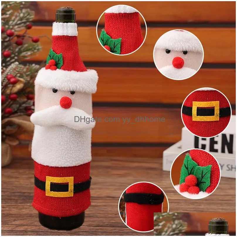 christmas wine bottle cover set santa snowman woven wine bottle bags for christmas party dinner table decorations year gifts