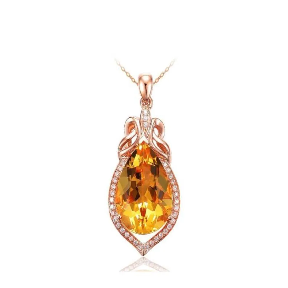 Pendant Necklaces Citrine Pendant Drop Shape 18K Rose Gold Plated Yellow Diamond Colorf Jewelry Necklace5797745 Jewelry Necklaces Pend Dhs8G