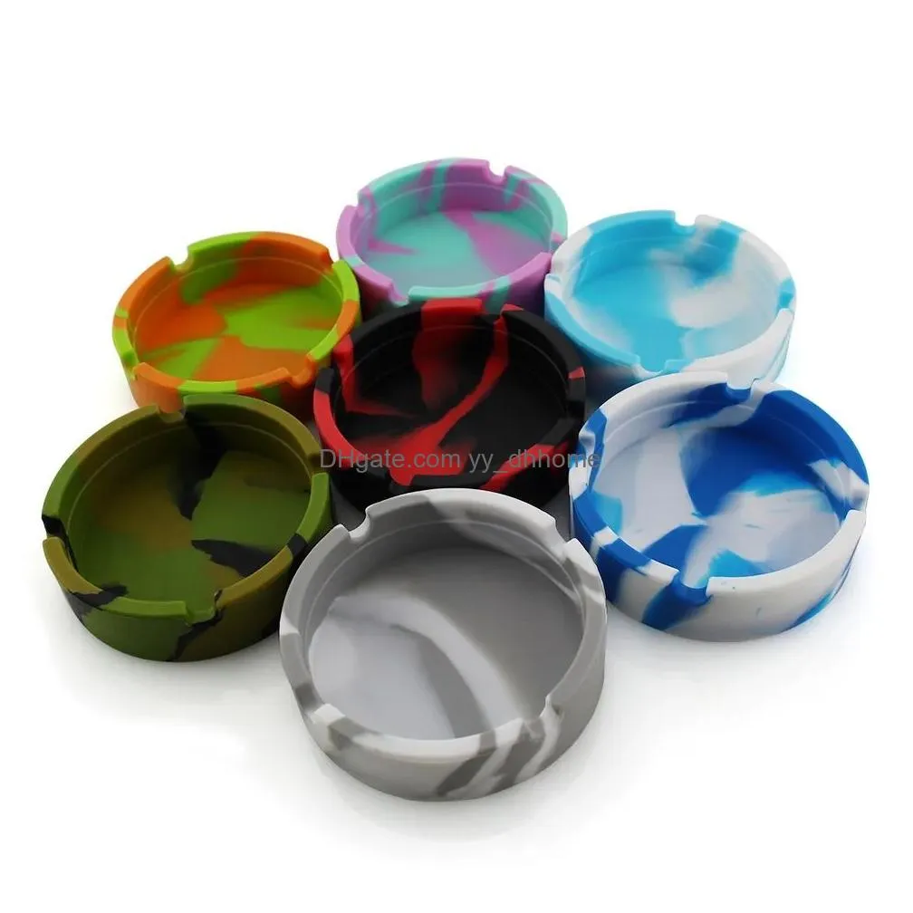 silicone noctilucent ashtrays soft portable pocket round ashtray shatterproof anti-scalding cigar ashtray home cigarette