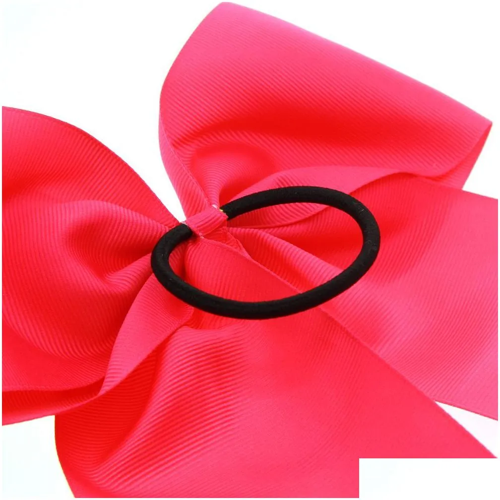 girls solid ribbon grosgrain hair bows clip with elastic hair ties bobbles cheerleading hair accessories 20pcs hc004