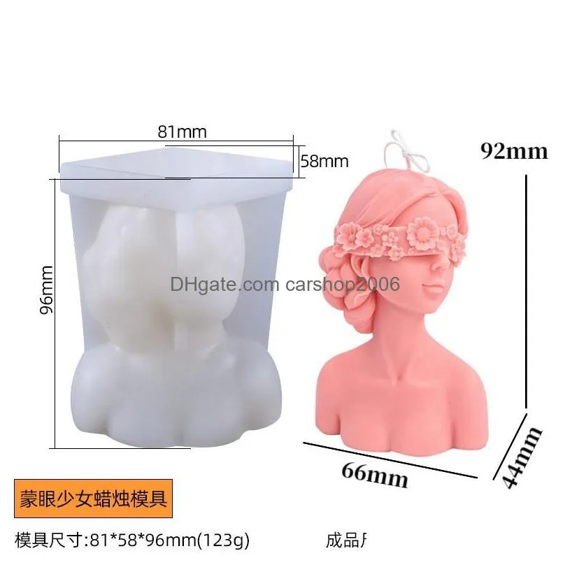 craft tools closed-eye girl candle mould blindfolded debate beauty plaster resin mold silicone making moldscraft craftcraft