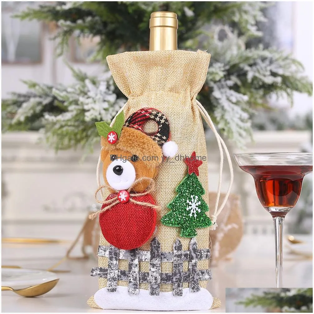 christmas wine bottle cover merry christmas decor for home christmas snowman table decor xmas gift happy year navidad